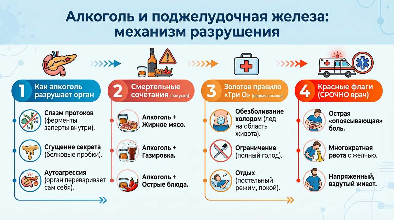 Инфографика: как алкоголь разрушает поджелудочную железу
