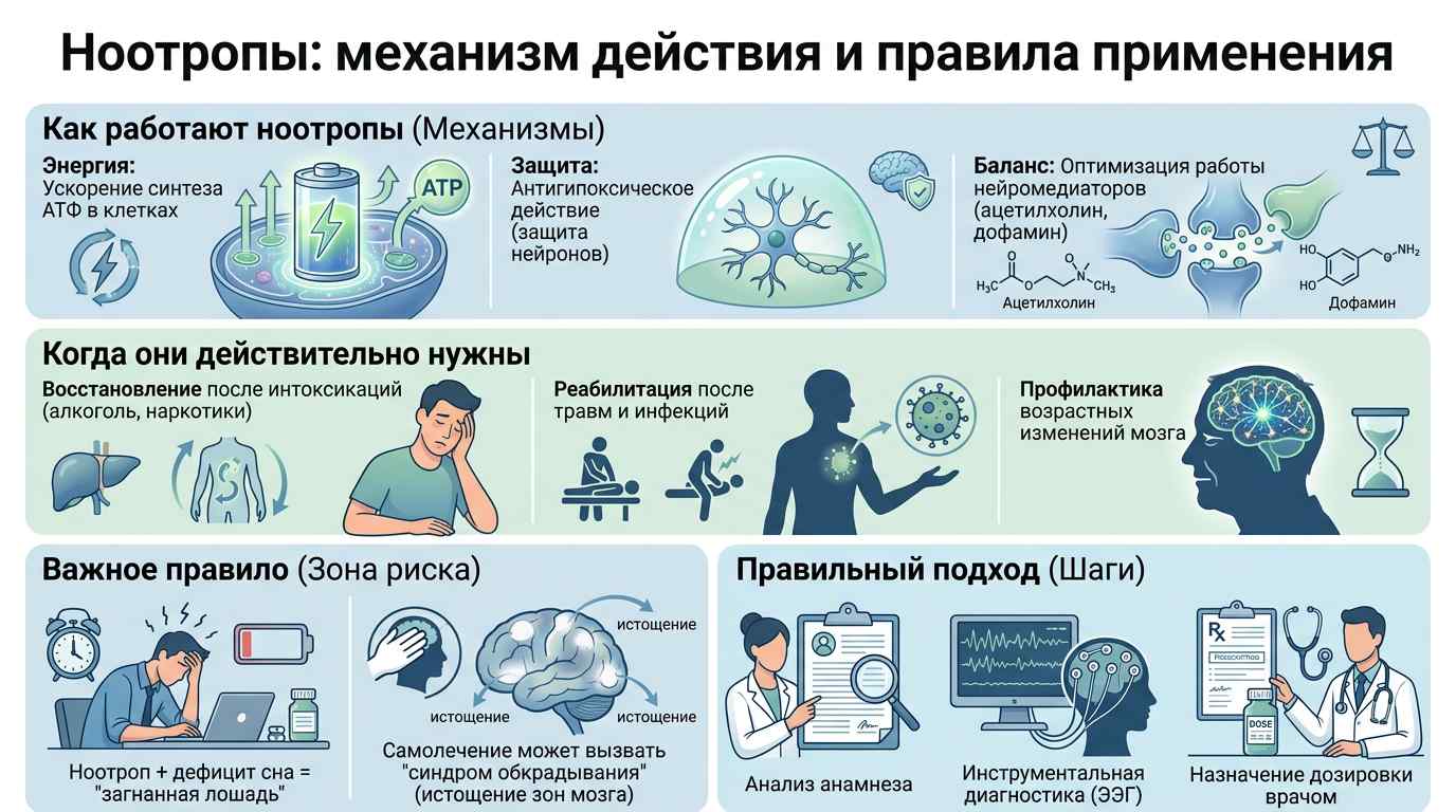 Инфографика: как работают ноотропы