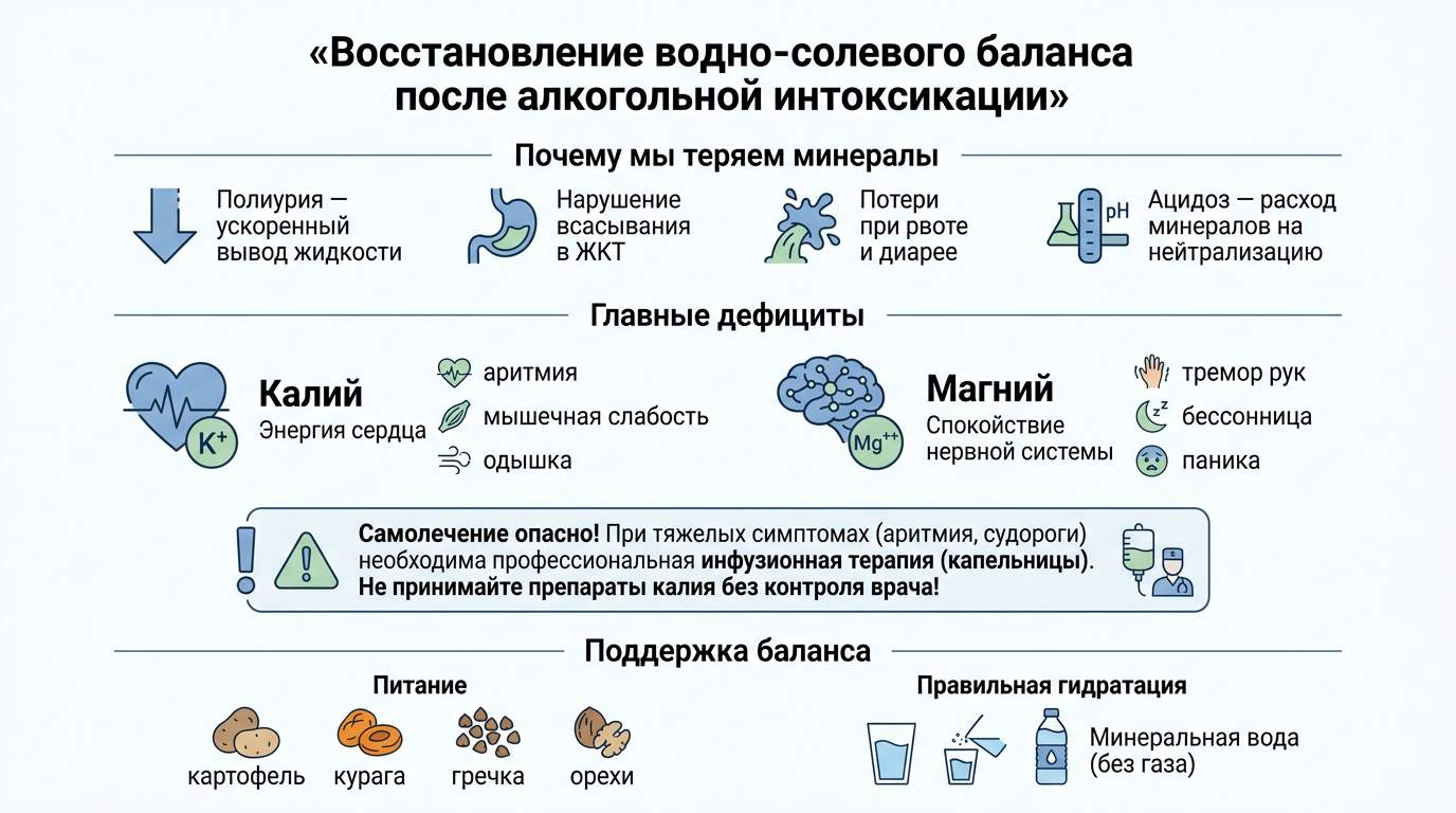 Инфографика: как восстановить баланс калия и магния после алкоголя