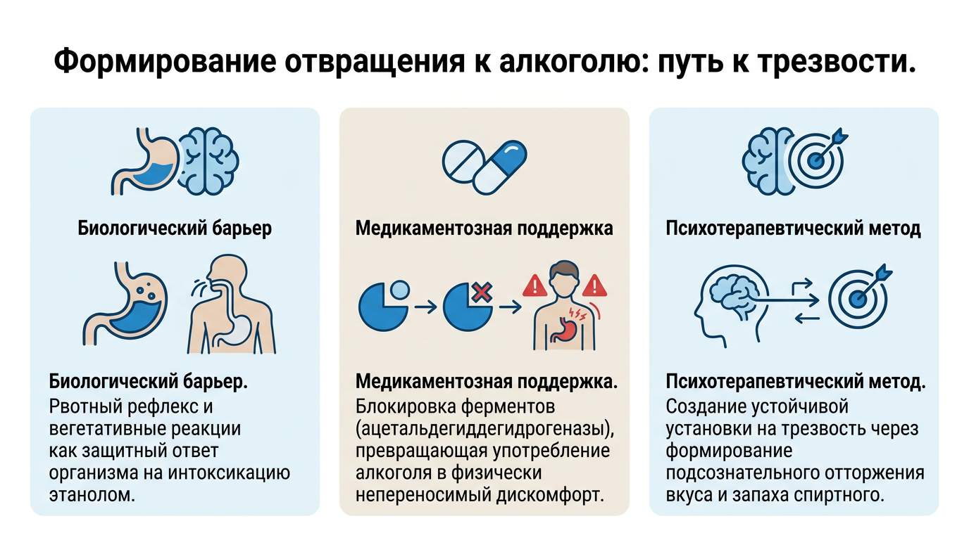 Инфографика о методах формирования отвращения к алкоголю