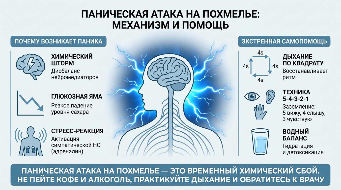 Инфографика о панических атаках при похмелье