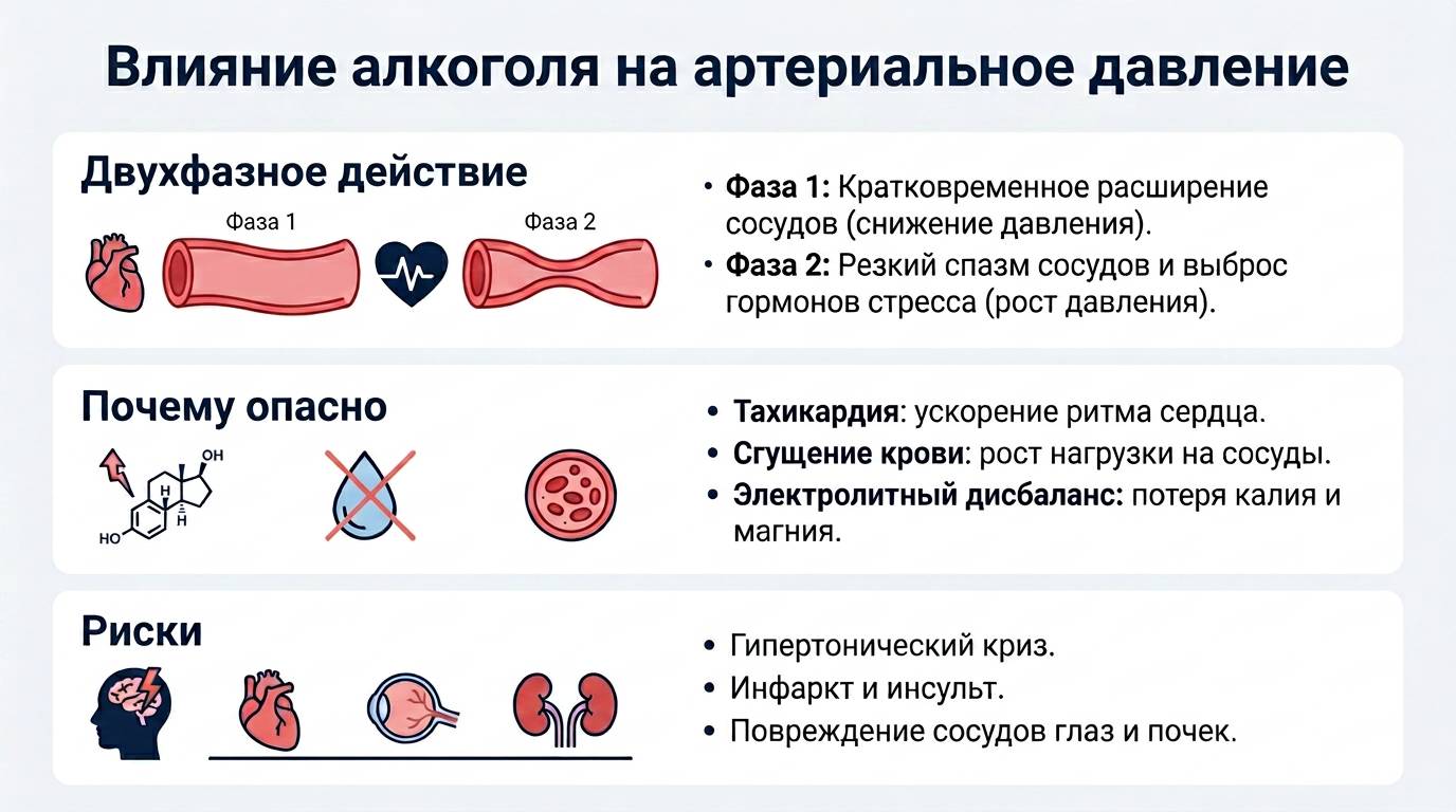 Инфографика о влиянии алкоголя на артериальное давление