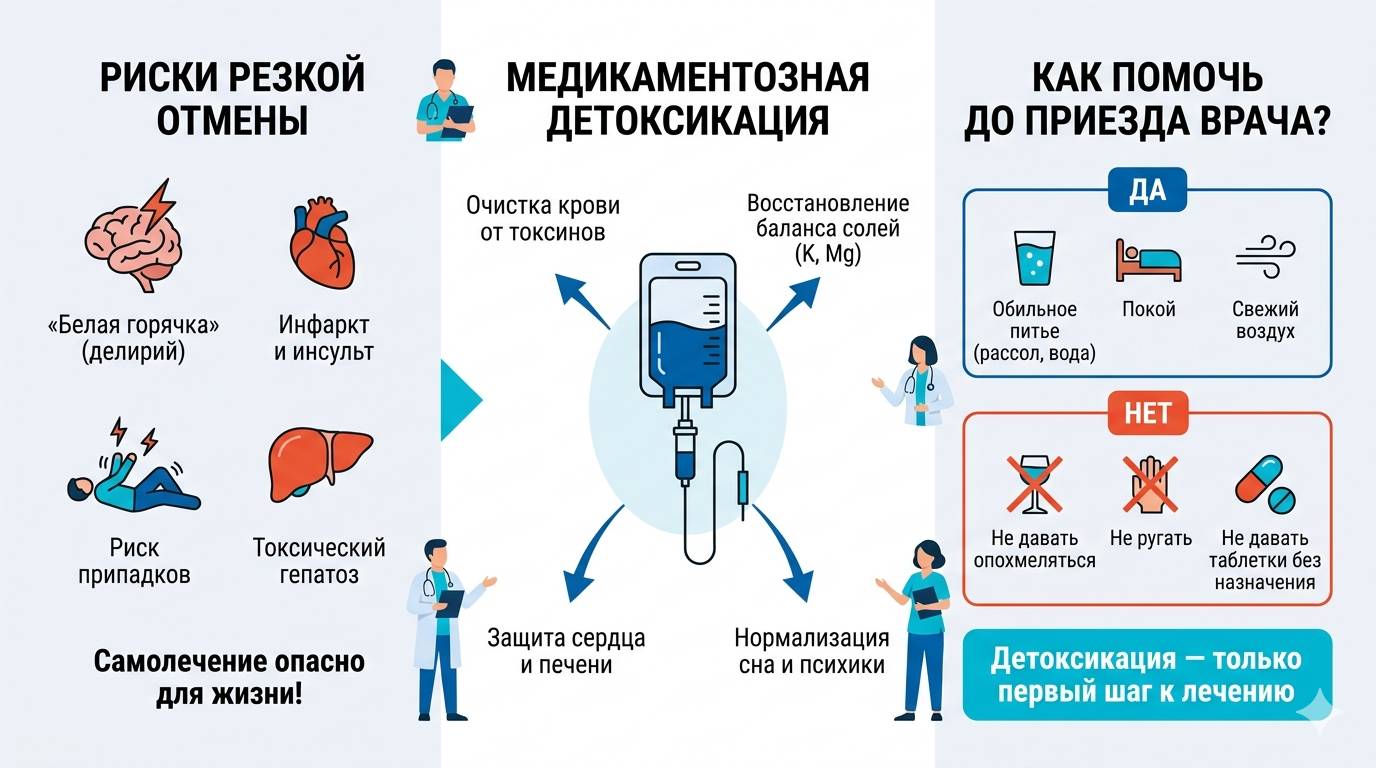 Инфографика о вреде самостоятельного выхода из запоя