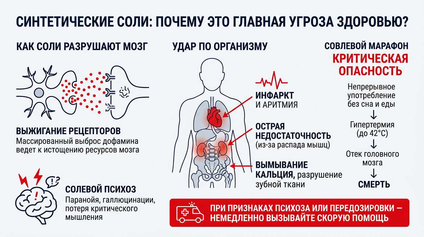 Инфографика о вреде синтетических наркотиков (солей)