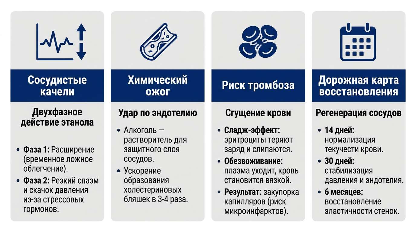 Инфографика, объясняющая разрушительное влияние алкоголя на сосудистую систему