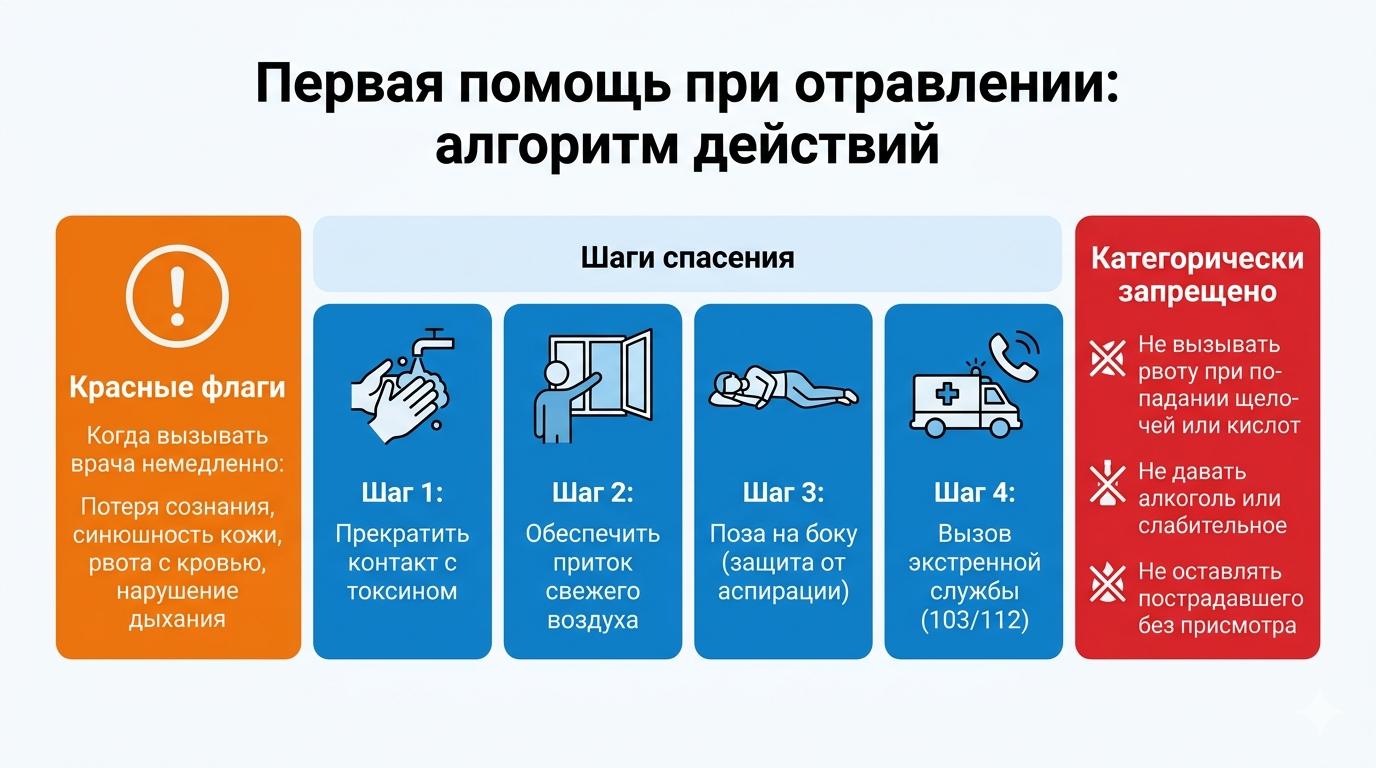 Памятка по оказанию первой помощи при отравлении